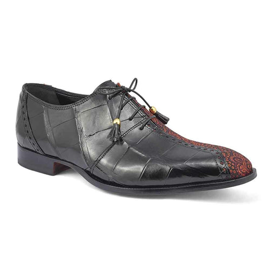 Mauri Men’s Two-Face Exotic Alligator Skin and Matahari Fabric Oxford Lace Ups