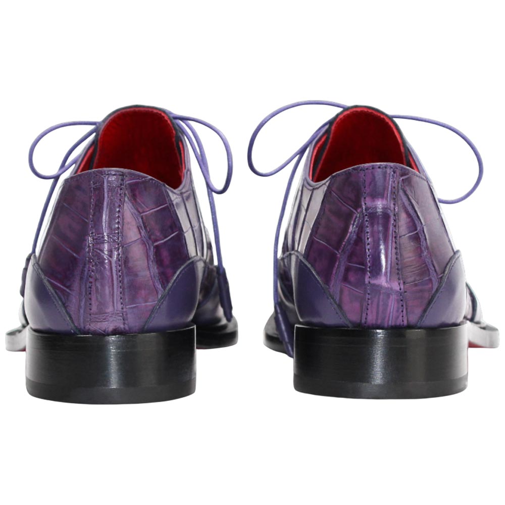 Fennix Frank Men's Purple Calf Leather/Alligator Exotic Oxfords Shoes