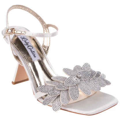 Lady Couture Lust Ivory Rhinestone Petal Slingback Heels