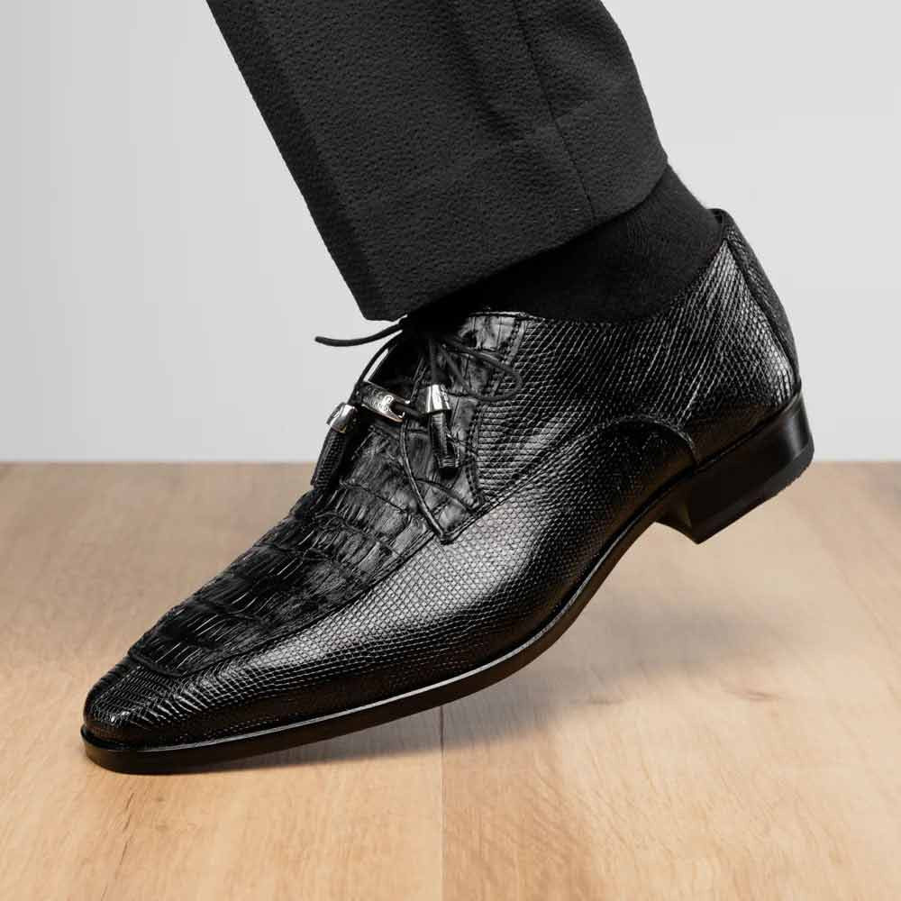 Marco Di Milano Merida Black Caiman & Lizard Dress Derby