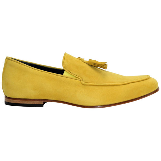 Anzio Yellow Suede Dress Slip On | Duca Dress Loafers for Men
