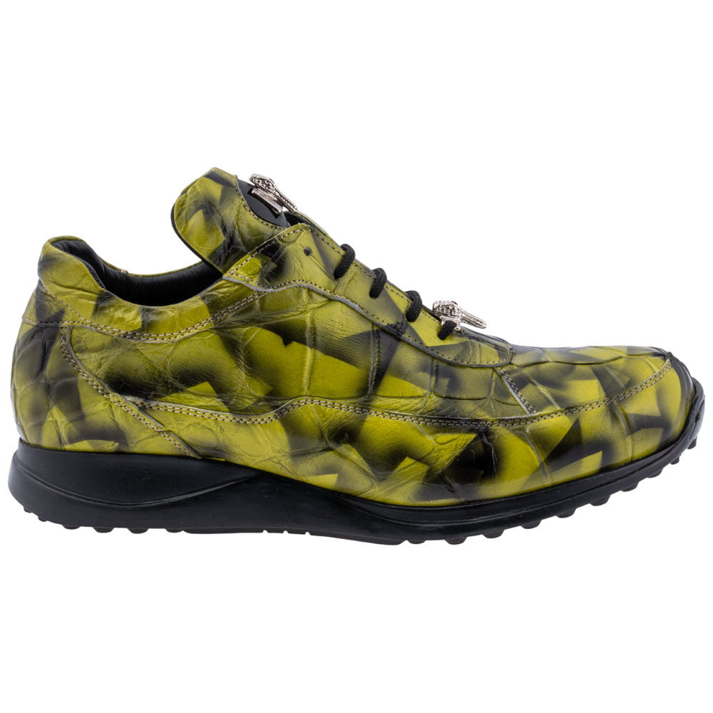 MAURI Shoes Men’s Alligator Leather Crispy Green Round Toe Exotic Luxury Sneakers