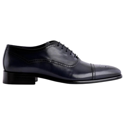 Corrente Men's Perforated Cap-Toe Oxford - Navy