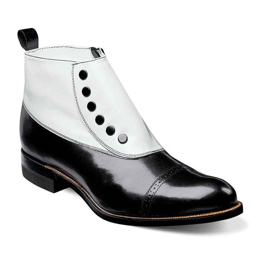 Stacy Adams Madison Black & White Spat Cap Toe Ankle Boot