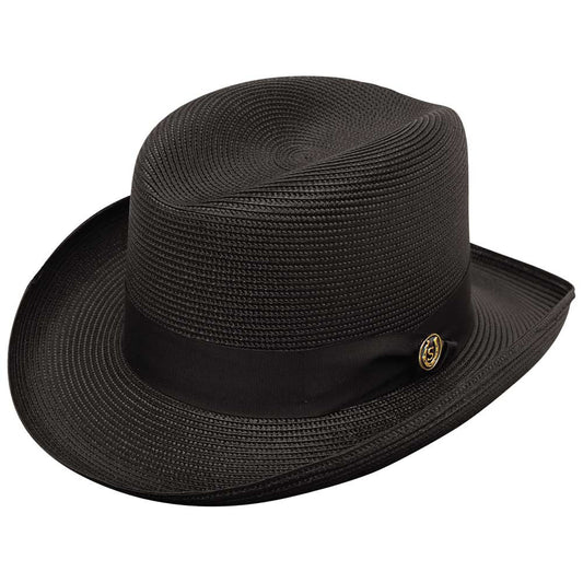 Stetson El Dorado Black Florentine Milan Straw Homburg Hat