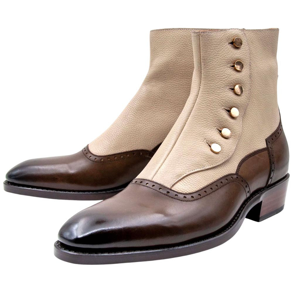 Ugo Vasare Liam Goodyear Welt Two-Tone Toe Brown/Beige Dress Boots