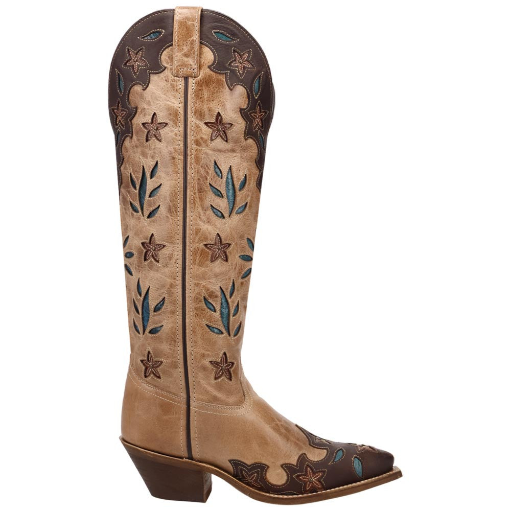 Laredo Flourish Women's Brown Leather Western Boot - 17" Tall Snip Toe Dress Boot