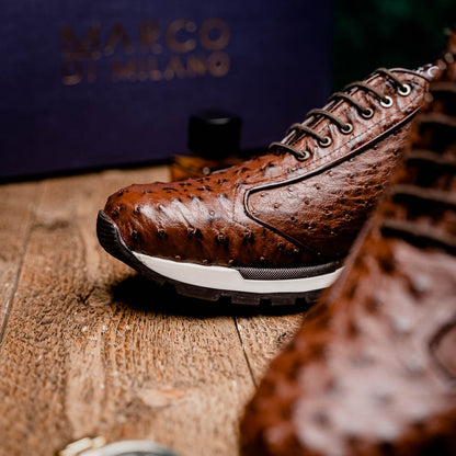 Marco Di Milano SCANNO Ostrich Brown Classic Fashion Sneakers