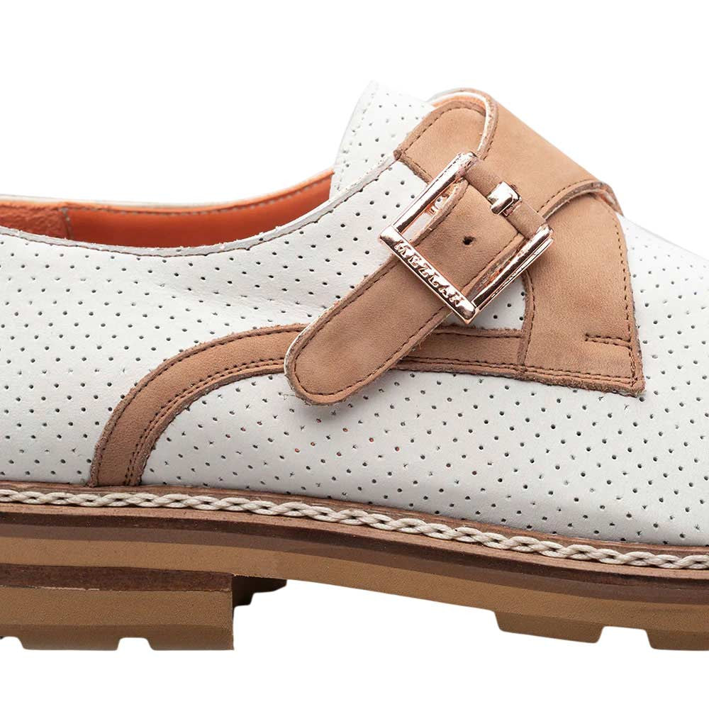 Mezlan Men's Bone/Cognac Summertime Rubber-Lite Monk Strap Shoes