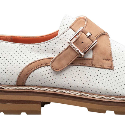 Mezlan Men's Bone/Cognac Summertime Rubber-Lite Monk Strap Shoes