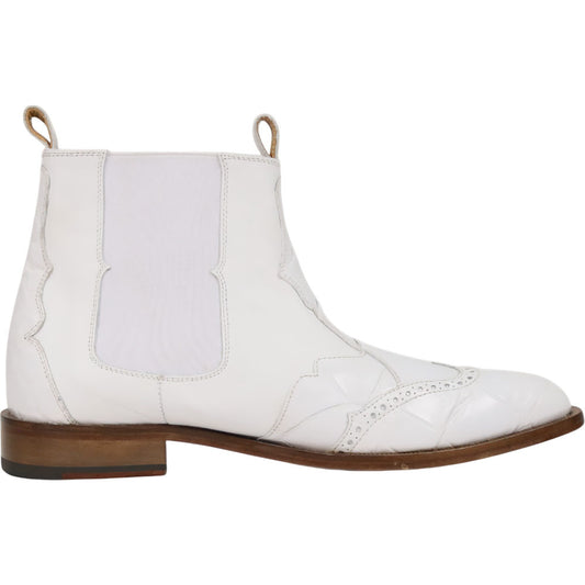 Mauri Ebony Men's White Exotic Alligator / Calf-Skin Leather Chelsea Boot