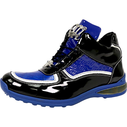 Mauri Quick Men's Black / Blue Baby Croc / Patent Leather High-Top Sneakers