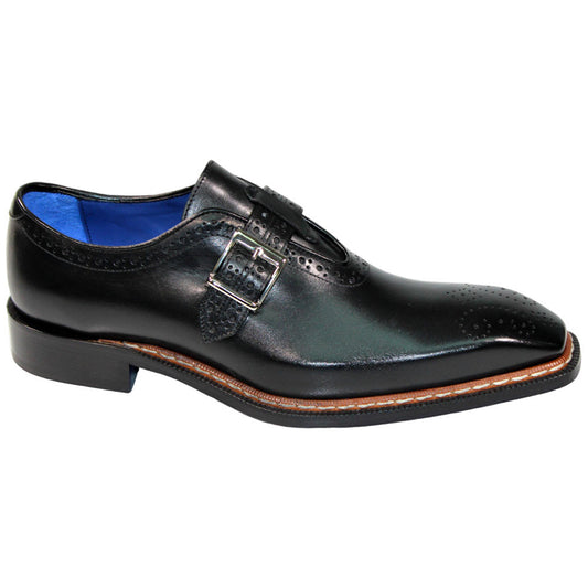 EMILIO FRANCO Filippo Black Calf-Skin Leather Monkstraps Shoes