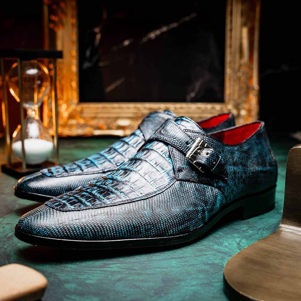 Toluca Genuine Crocodile and Lizard Skin Monk Strap | Marco Di Milano Exotic