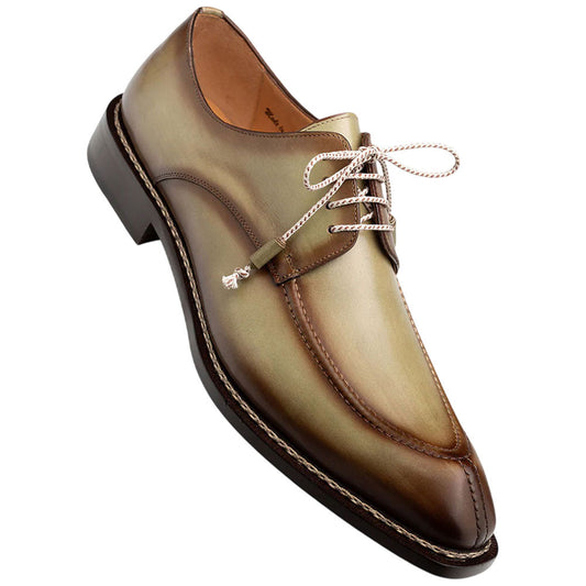Mezlan Belmonte Men's Olive Hand-Burnished Patina Calfskin Dress Derby Shoes
