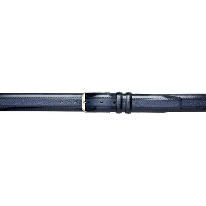 Mezlan Men's Hi-Shine Cordovan & Deerskin Belt in Blue