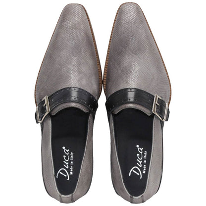 Duca Sezze Men's Light Grey/Dark Grey Snake Print/Calf-Skin Leather Loafers