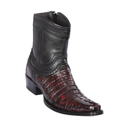 Los Altos Black Cherry Caiman Tail Low Shaft European Square Toe Men's Boot