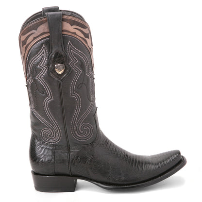 Wild West Black Genuine Lizard Skin Boots