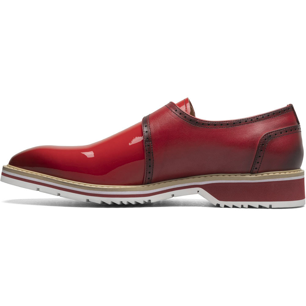 Stacy Adams Bartram Plain Toe Monk Strap in Red