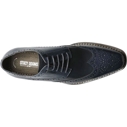 Stacy Adams Tinsley Cobalt & Navy Leather Wingtip Oxfords