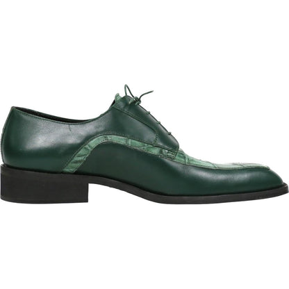 Mauri Arsenal Hunter Green Men's Shoes Alligator / Calf-Skin Leather Lace-Up Derby Shoes