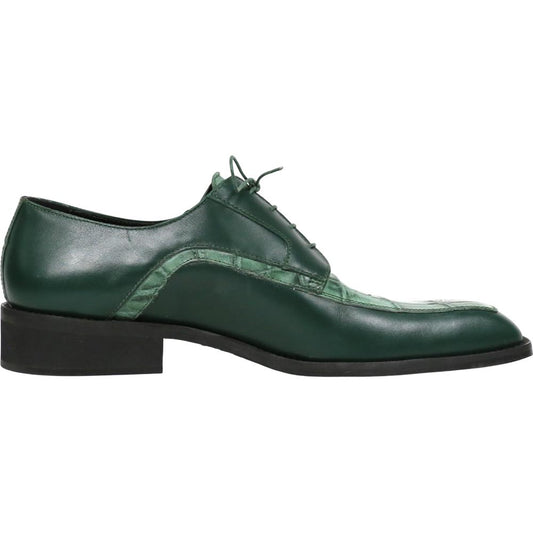 Mauri Arsenal Hunter Green Men's Shoes Alligator / Calf-Skin Leather Lace-Up Derby Shoes
