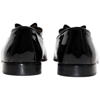 Duca Amalfi Black Patent Leather & Velvet With Silk Bow Dress Shoes