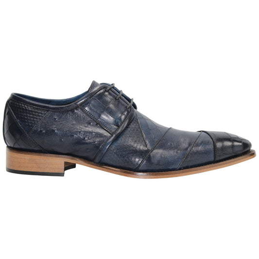 Imperio Ocean Blue Calf-Skin Leather Print Oxfords | Duca Dress Shoes for Men
