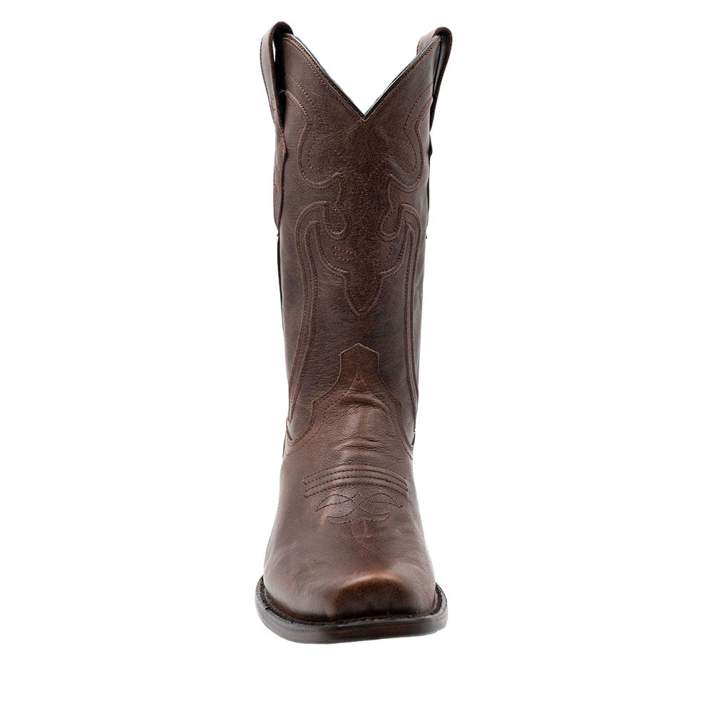 Ferrini Wyatt Chocolate Full Grain Narrow Square Toe Leather Cowboy Boots
