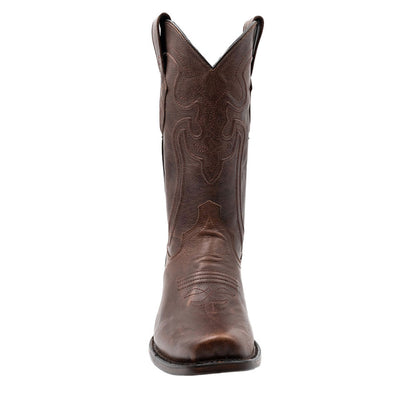 Ferrini Wyatt Chocolate Full Grain Narrow Square Toe Leather Cowboy Boots