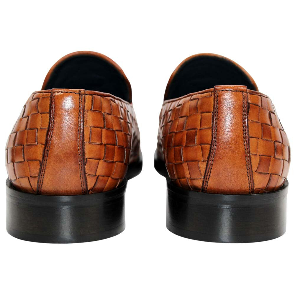 DUCA Tirrenea Cognac Men's Italian Woven Leather Tassel Loafers