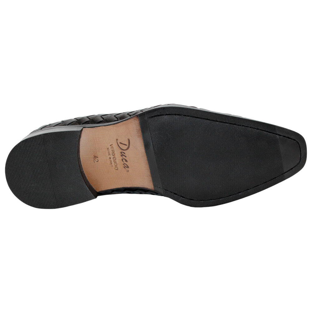 DUCA Tirrenea Black Men's Italian Woven Leather Tassel Loafers