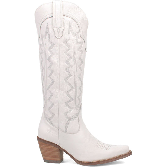 Dingo High Cotton White Leather Western Boots for Women