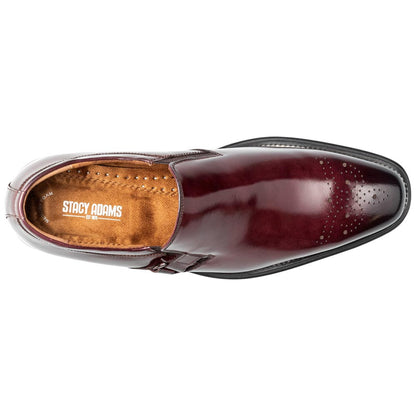 Stacy Adams Alistair Plain Toe Ornament Slip-On - Burgundy