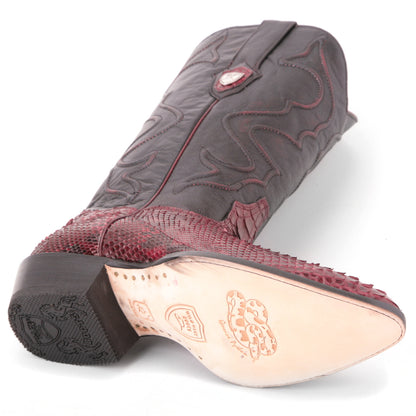 Wild West Burgundy Genuine Python Boots