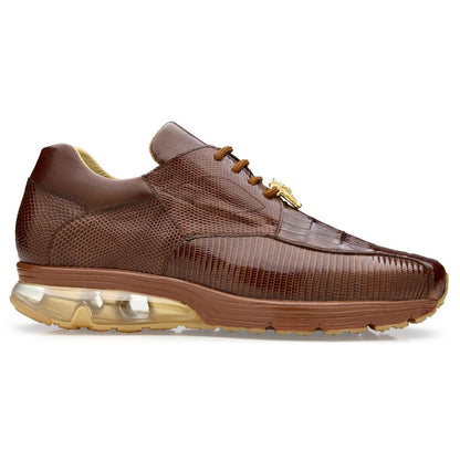 Belvedere Walnut Caiman/Lizard Sport Air Cushioned Rubber Sole Sneaker Lazaro
