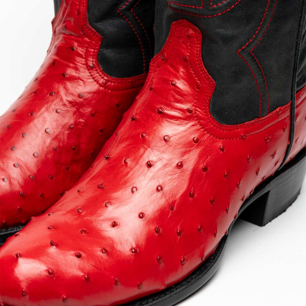Savannah Genuine Full Quill Ostrich Skin Cowboy Red Boot | Marco Di Milano Western Boots