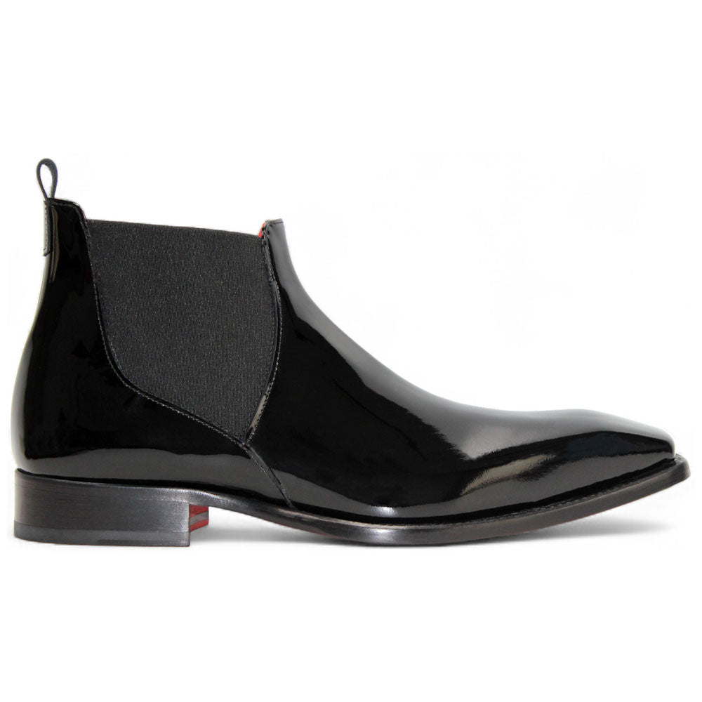 Emilio Franco Leonardo Black Patent Leather Chelsea Dress Boots