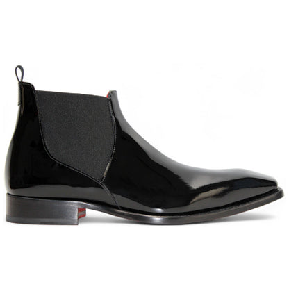 Emilio Franco Leonardo Black Patent Leather Chelsea Dress Boots