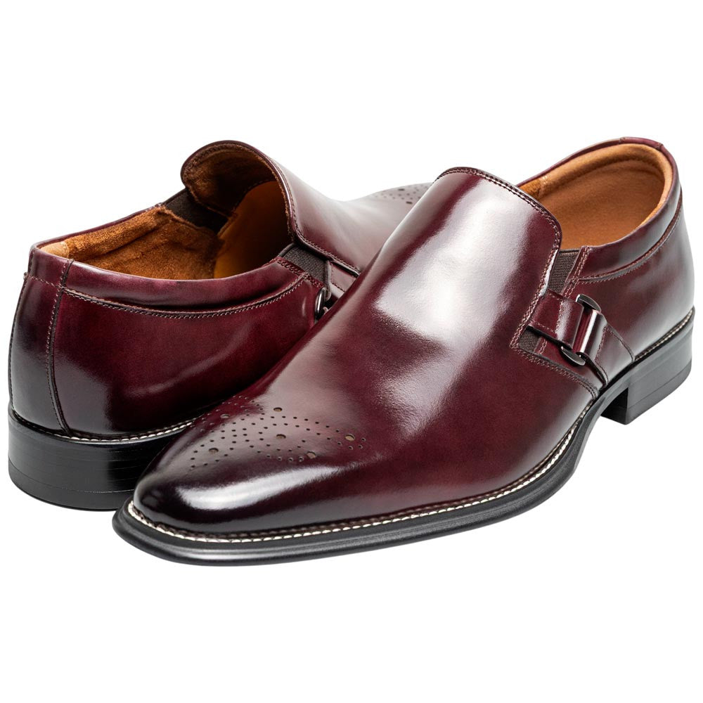 Stacy Adams Alistair Plain Toe Ornament Slip-On - Burgundy