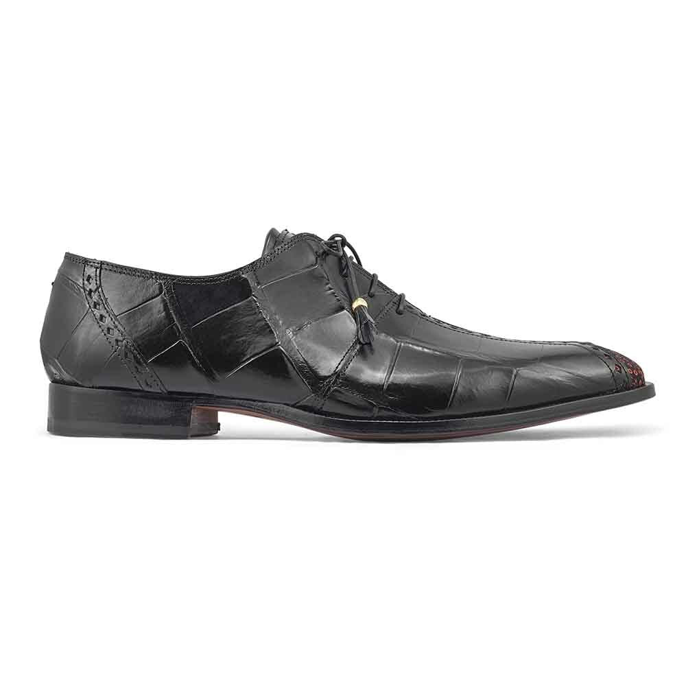 Mauri Men’s Two-Face Exotic Alligator Skin and Matahari Fabric Oxford Lace Ups