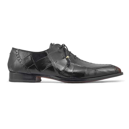 Mauri Men’s Two-Face Exotic Alligator Skin and Matahari Fabric Oxford Lace Ups