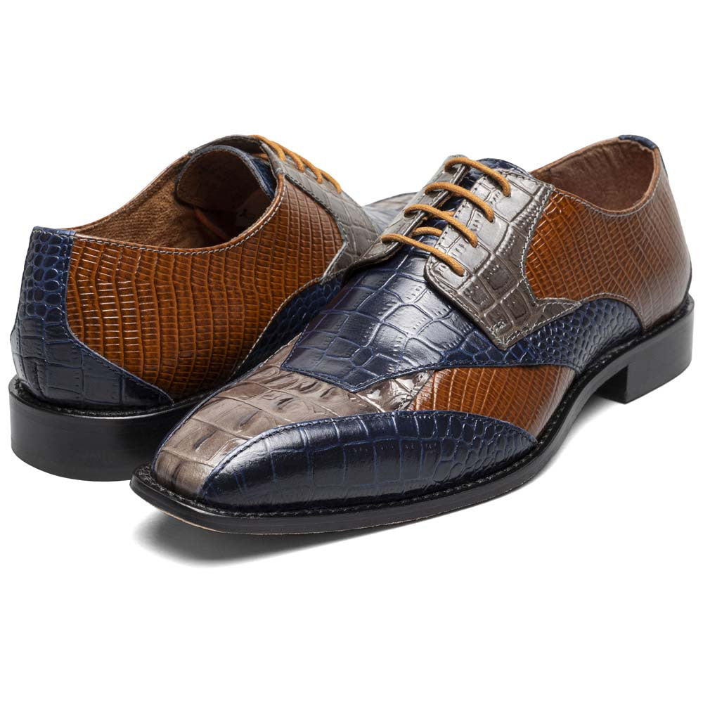 Tristano Modified Bike Toe Oxford | Stacy Adams Dress Shoes in Gray & Blue