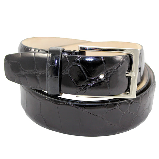 Fennix Black Genuine Body Alligator Dress Belt