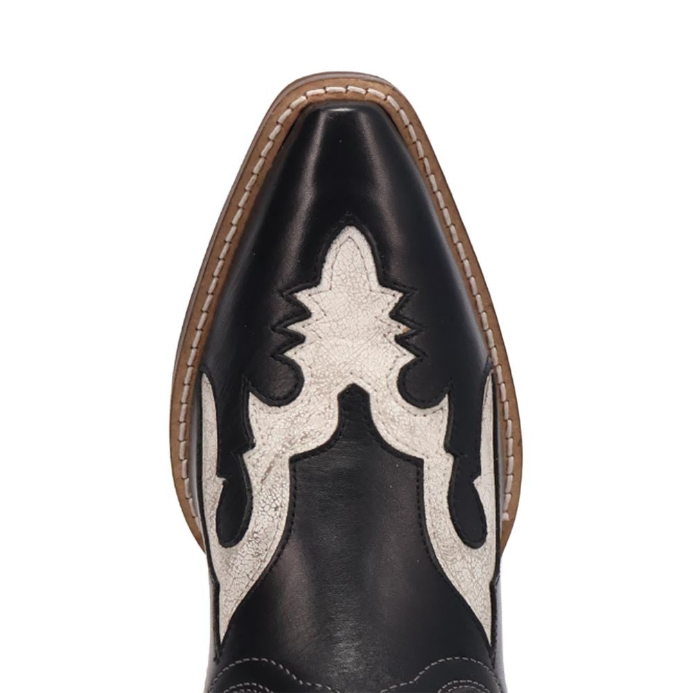 Laredo Wrenly Women's Black Leather Western Bootie – 8" Snip Toe Cowgirl Ankle Boot