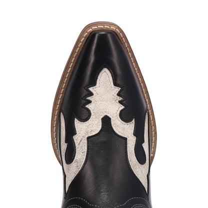 Laredo Wrenly Women's Black Leather Western Bootie – 8" Snip Toe Cowgirl Ankle Boot