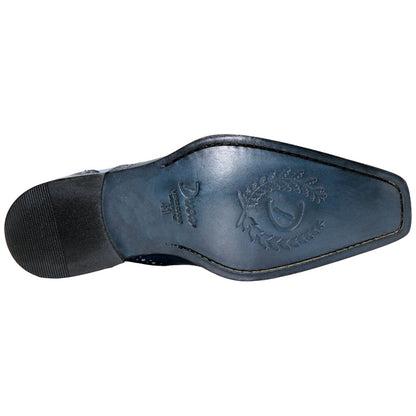 Saranno Navy/Blue Calfskin Leather Wingtip Oxford | Duca Dress Shoes for Men
