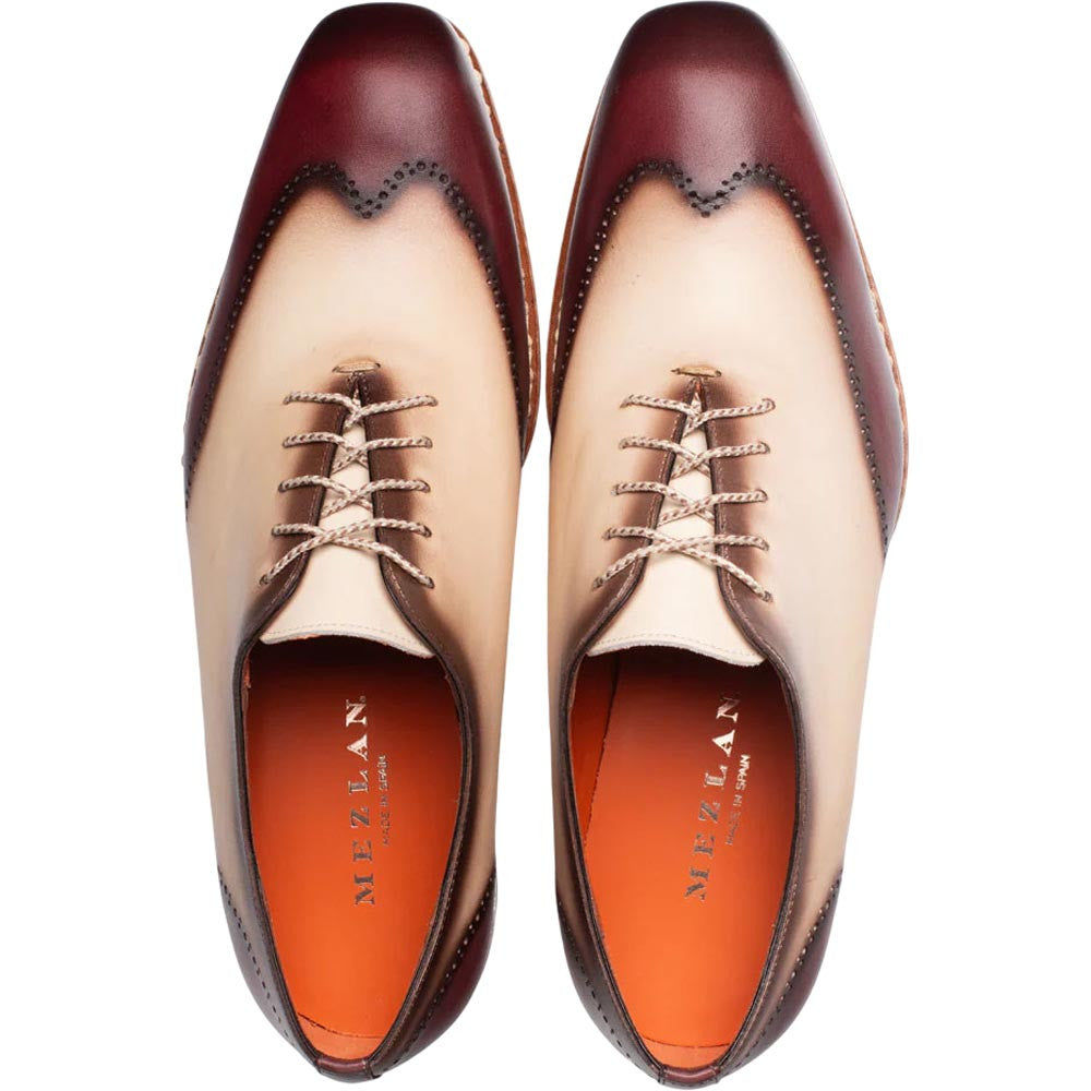 Mezlan Men's Almagro Two-Tone Oxford in Red/Bone