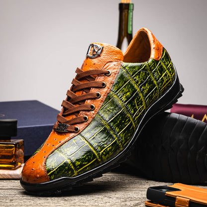 Marco Di Milano Saulo Green Alligator/Ostrich Fashion Sneakers